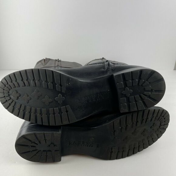 Ralph Lauren Sulita Harness Riding Boots 8 Black Brown Leather Knee High Zip - Picture 8 of 9